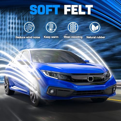 Door Window Trim Seal Weather Stripping Moulding Belt Sweep Felt Fit Honda Civic 2016 2017 2018 2019 2020 2021 4 Door Sedan Replaces 72450-TEA-T01 72410-TEA-T01 72950-TEA-T01 72910-TEA-T01 - size: Civic 2016-2021