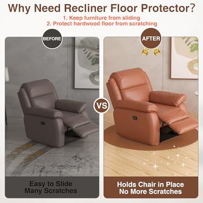 Non Slip Recliner Pad for Hardwood Floors, Round Under Recliner Mat,Anti Slip Furniture Pad to Keep Recliner From Sliding,Recliner Floor Protector,Recliner Slide Stopper to Prevent Chair Sliding Brown - size: Round-brown
