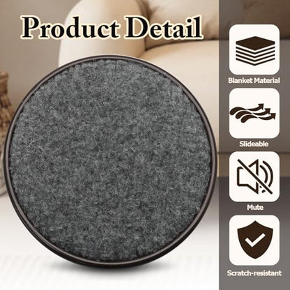 12Pcs Round Metal Felt Furniture Caster Cups, 4Inch Carpet-Bottom Furniture Sliders Non-Slip Wheel Savers, Floor Protectors Pads for Hardwood, Tile & Laminate Floors - size: Round,4"