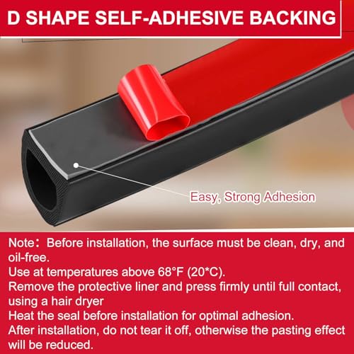 Pangda 26Ft D Shape Rubber Weather Stripping Foam Self-Adhesive EPDM Seal Strip for Noise Reduction Waterproof Dustproof for Cars Boats RVs Windows Doors (3/4" W x 3/4" H) - size: 26ft L, style: 3/4" W X 3/4" H