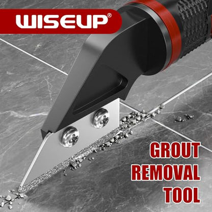WISEUP Caulking Tool，6 in 1 Caulk Remover Tool with Grout Scraper，Brush，Caulking Tool Kit for Kitchen,Bathroom,Window,Door