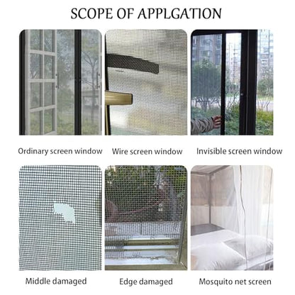 Fiberglass Window Repair Tape 4in X 15FT, Waterproof Screen Repair Kit for Mesh Screens, Instantly Covers Holes and Tears (Gray)