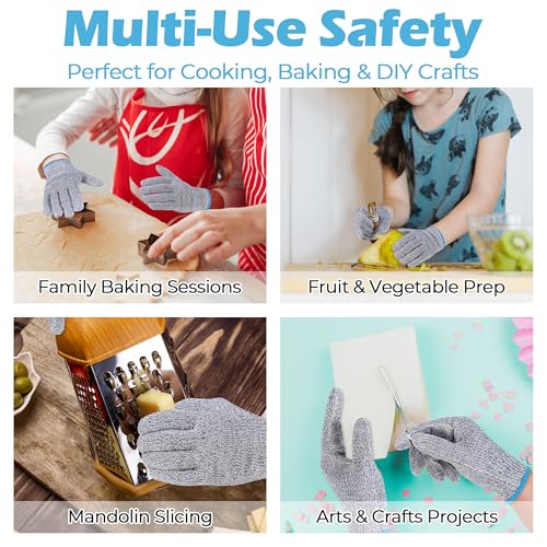 HANDLANDY Kids Cutting Gloves, Food Grade Safety Gloves for Cooking, Fishing, Whittling, Wood Carving - size: X-Small