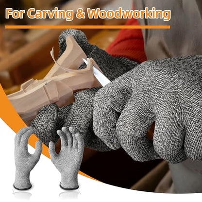 Schwer 2 Pairs ANSI A6 Cut Resistant Gloves, Food Grade Cutting Gloves for Kitchen Food Prep, Mandoline Gloves for Meat Cutting, Oyster Shucking, Knife Proof, Wood Carving, CR1401, L - size: Large