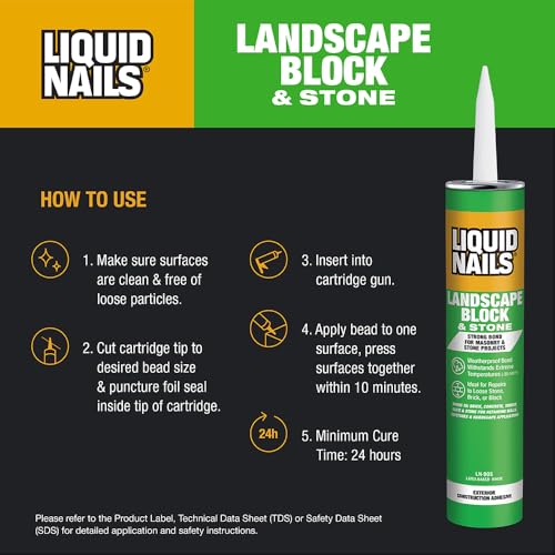 Liquid Nails - LN-905 Landscape Block Adhesive (LN905), Low VOC, 10 oz (Pack of 2) - size: 10 Ounce (Pack of 2), style: Landscape