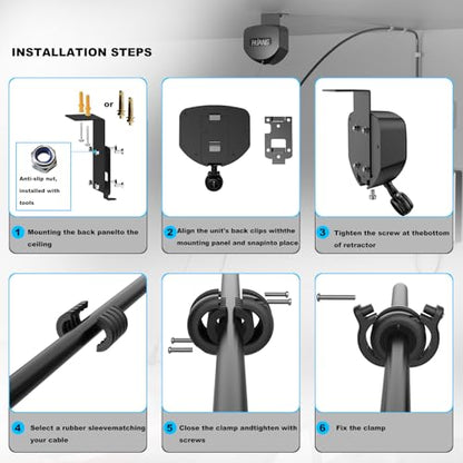 EV Charger Cable Retractor Ceiling Mount, 11.5ft Self-Locking Retractable Cord Reel for EV Charging Cables, Automatic Cable Organizer Compatible with Most Electric Vehicles