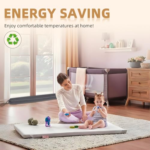 Door Draft Stopper for Bottom of Door and Window, Heavy Duty Guard Gap Snake Stripping, Cold Air Blocker, Warm Air Sealer, Door Noise Blocker with Hanging Loop, 36 inch, Grey - size: 36 inch