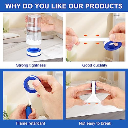 POCKET PANDA 5 Rolls Teflon Tape 1/2Inch, Plumbers Tape, Plumbing Tape, Sealant Tape, PTFE Tape, Sealing Tape for Shower Head Water Pipe, 1/2" x394" White, Misting Parts & Accessories