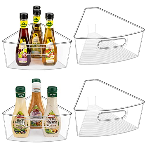 JEISSLIA Lazy Susan Cabinet Organizer Bins for 26"/ 28"/ 32" Diameter Corner Organizer, Plastic Cabinet Storage Bin, 1/8 Wedge - Food Safe, BPA Free, with Non-Slip Pads (for 32" Diameter, 4 Pack) - size: For 32" Lazy Susan- 4 Pack