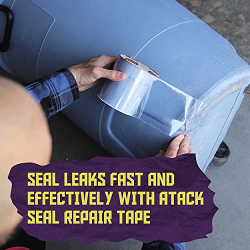 ATack Waterproof Patch and Seal Tape, Clear, 4 Inches x 10 Feet, Water Barrier Tape for Stop Leak Repair on Pipes, Chimney, Roof, Boat, and HVAC - color: Clear