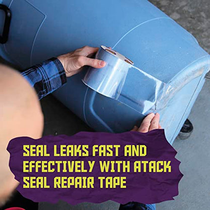 ATack Waterproof Patch and Seal Tape, Clear, 4 Inches x 10 Feet, Water Barrier Tape for Stop Leak Repair on Pipes, Chimney, Roof, Boat, and HVAC - color: Clear