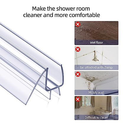 POZIA Shower Door Bottom Seal Frameless Glass Shower Door Seal Strip Clear Vinyl Durable Stop Shower Leaks and Create a Water Barrier Ultra Clear (1PACK-1/2in) - style: 1PACK-1/2in