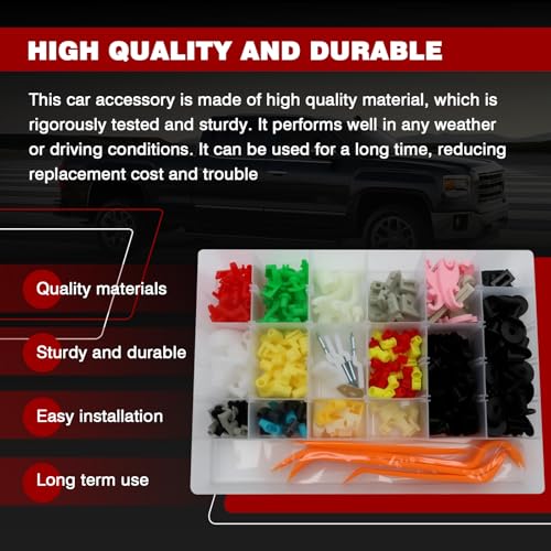 274Pcs Door Lock Rod Clips,Door Lock Rod Latch Clips,Hood Latch Locking Push Clip Kit,22 Most Popular Sizes Door Lock Handle Rod Clips Set,for GM Ford Chrysler Dodge Jeep Buick Cadillac Chevrolet