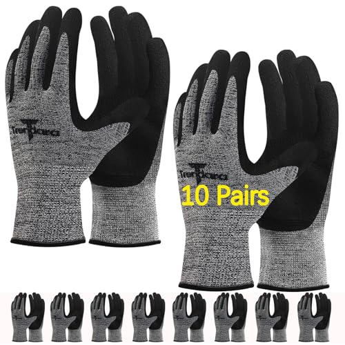 Unisex gardening gloves with a breathable latex coating, suitable for gardening, carrying, and other similar tasks - color: 10 Pairs Gray Gloves