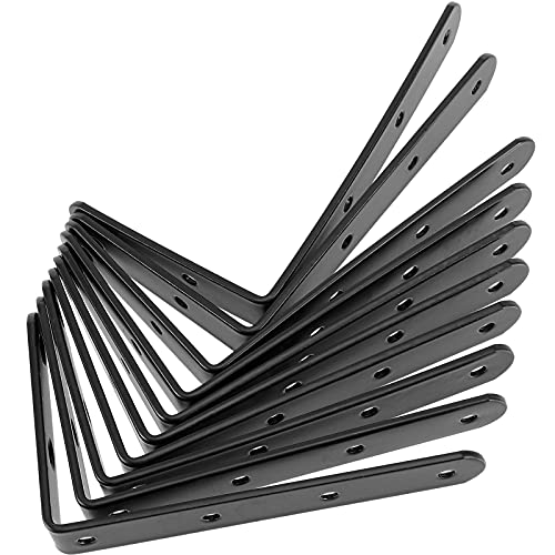 Black L Bracket, ZEONHAK, 30 Pack 5 x 3 Inch Heavy Duty Corner Brace Bracket, Shelf Bracket for Wood Chair Bookshelf Cabinets Furniture, with Screws