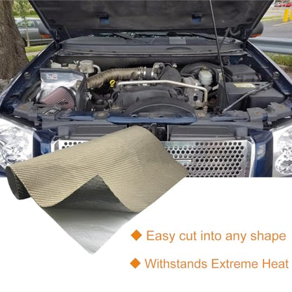 Titanium Adhesive Backed Exhaust Heat Shield tape 24'' X 24'' for Wall Behind Grill 2500 Degrees High Temp Protection Material Thermal Barrier Blanket Mat - size: 24'' X 24''