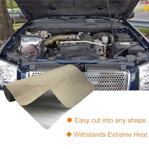 Titanium Adhesive Backed exhaust heat shield 16'' X 47'' for wall behind grill 2500 Degrees High Temp Protection Material Thermal Barrier Blanket Mat - size: 16'' X 47''