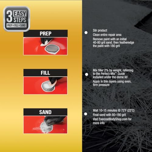 Evercoat Body Shop 105005 Pro-Grade Gold Filler Sands up to 50% Faster, Multipurpose for Dents in Aluminum, Fiberglass & More, Easy Mix Hardener Included 13 Fl Oz. - size: 13 Fl Oz., style: Gold Filler