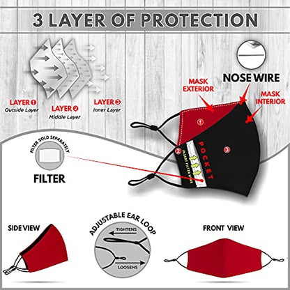 Washable Face Mask with Non-Adjustable Ear Loops & Nose Wire - color: Solid Deep Red