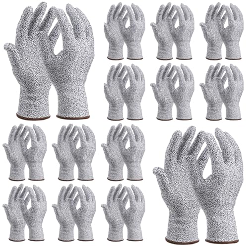 20 Pairs Safety Gloves Cut Resistant, Level 5 Protection Cut Gloves for Men/Women Safety Oyster Shucking, Kitchen Meat Cutting, Metal Fabrication, WoodWorking, Construction(Size L)