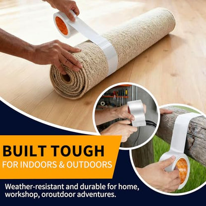 YONGJIN White Duct Tape Waterproof - 2 Pack Tear by Hand, No Residue, Multi-Purpose Duct Tape Bulk for Indoor Outdoor Repairs, DIY, Packaging, and Crafts, 2 Inch x 40 Yards Total - color: White