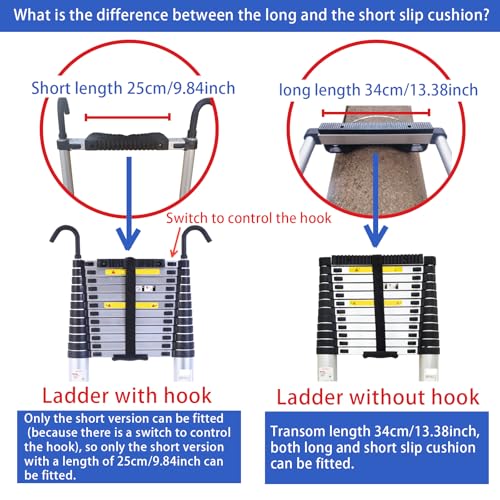 1 Ladder Thickened Anti-Skid Climbing Pole Single Straight ladders Special Black Card Head Home Aluminum Alloy Bamboo Ladder Accessories，Short - size: short slip cushtion