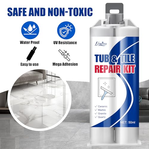 Tile Repair Kit - Porcelain Repair Kit for Repairing Scratches, Chips, Dents, Hole on Bathtub and Shower Tray, Ceramic Repair Filler for Acrylic, Fiberglass, Perfect Restoration of Marble Countertop