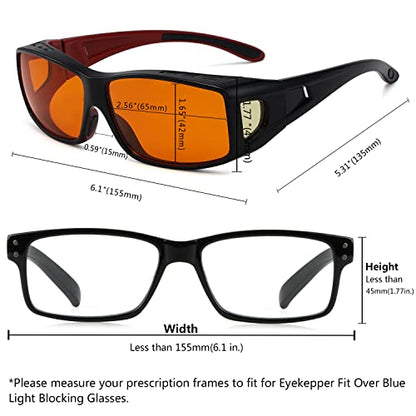 Eyekepper 100% Blue Light Reduction,Fitover Anti-Blue Blocking Computer Glasses Amber Lenses Black Red - color: 1805-black Red-100% Blue Light Blocking