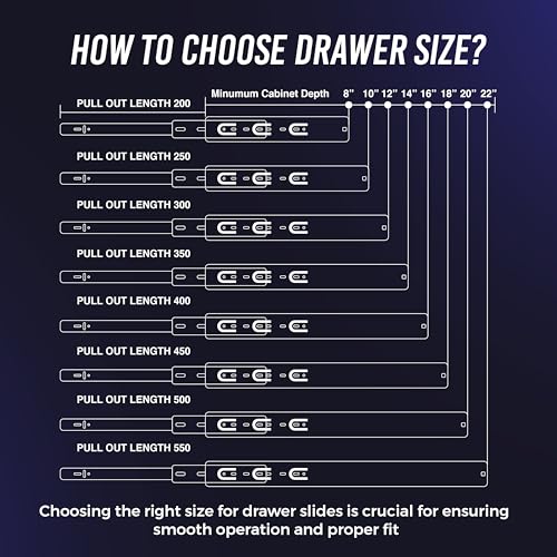 22 Inch Drawer Slides 1 Pairs (2pcs) Side Mount Rails - Heavy Duty Full Extension Ball Bearing – Drawer Slide Glides for Cabinet Kitchen, Dresser Runners - Draw Slides Sliders 100Lb Capacity - color: Black, size: 22 Inch