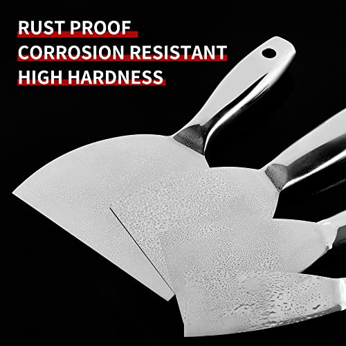 Fishark Putty Knife, 5 Pcs Putty Knife Set, 2" 3" 4" 6" 8" Stainless Steel Scraper, Spackle Knife, Wallpaper Scraper Paint Scraper Tool for Drywall Repair, Removing Wallpaper, Mud, Applying Plaster - color: 2" 3" 4" 6" 8"