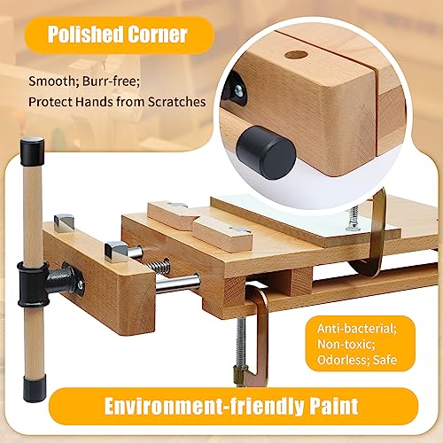 Hard Wood Workbench Quick Release Woodworking, Wood Bench Vises Kit，Quick Release Desktop Woodworking Woodworking Vise Portable Smart Vice with 4 Bench Dogs and 2 Clips