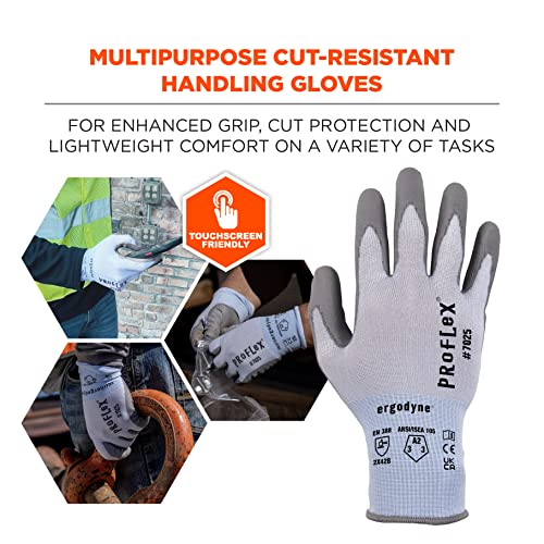 Ergodyne ProFlex 7025 Cut Resistant Work Gloves, ANSI A2, PU Coated Palms for Flexible No Slip Grip, Abrasion Resistant, Superior Fit and Feel, 18g,Blue - size: X-Large