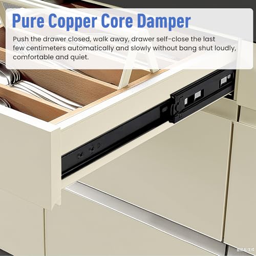 10 inch Drawer Slides 2 Pairs (4pcs) Black Full Extension Ball Bearing,3 fold Metal Dresser Runners 100 LB Load Capacity Side Mount File Cabinet Rails - size: 2 Pairs