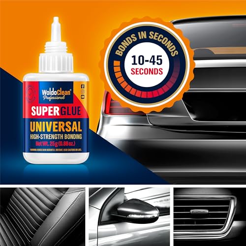WoldoClean Super Glue All-Purpose Liquid 25g - Fast Drying Clear CA Adhesive for Metal, Plastic, Wood, Ceramic, Glass & DIY Repairs