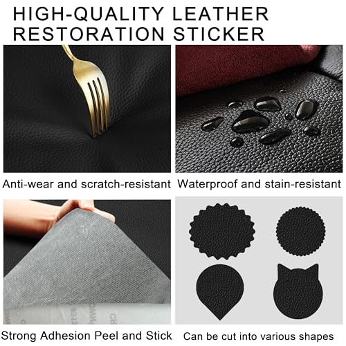 Leather Repair Tape,16x63 inch Self Adhesive Leather Repair Patch,Vinyl Leather Repair Kit for Furniture,Car Seats,Couches,Sofas,Office Chairs,Black - color: Black, size: 16*63inch
