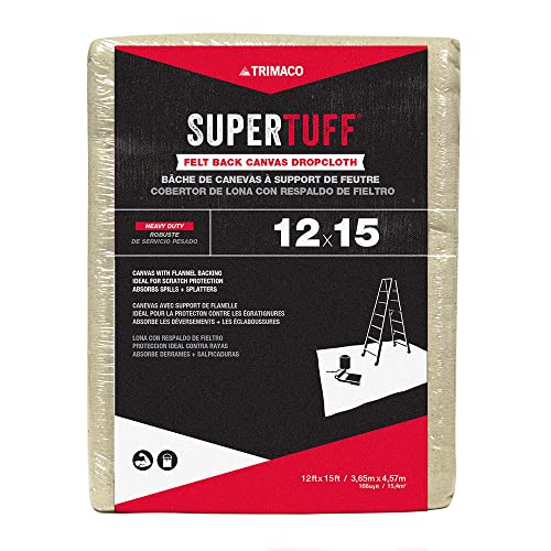 Trimaco SuperTuff Felt Back Canvas Drop Cloth, 12-feet x 15-feet - size: 12' X 15'