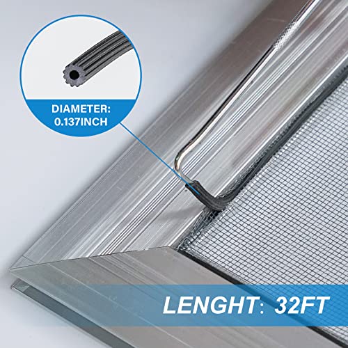 HOMMEE Windows Screen and Screen Door Repair Kit, 39'' x118'' Fiberglass Screen Mesh with Rolling Tool and Screen Retainer Spline