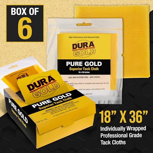 Dura-Gold - Pure Gold Superior Tack Cloth (Pack of 6), Woodworking, Automotive Paint, Tack Cloth Autobody Painting, Painters Cloths, Dust Rags, Stain Rags, Wood Staining Pads, Tac Cloths, Tacky Towel - size: 6 Count