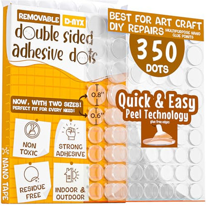 Double Sided Tape Adhesive Dots Stickers 280, 350, 450, 550 or 700 Pack Removable Putty No Trace Clear Sticky Tac Blue Sticky Tack Balloon Tassels Picture Hanging Strips (350 Sticky Dots) - style: 350 Sticky Dots