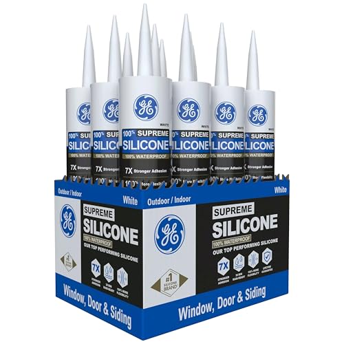 GE All Purpose Silicone Caulk, Clear, 10 fl oz Cartridge, 12 Pack - 100% Waterproof Silicone Sealant, Stronger Adhesion, Freeze & Sun Proof - color: Clear, style: 12 Pack