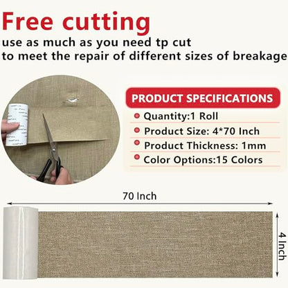 Gheeidau Linen Repair Tape 4x70 Inch Self-Adhesive Couch Patch Repair Fabric Patch for Furniture,Sofas,Cushion,Chairs,Bags,Linen Goods(Camel) - color: Camel