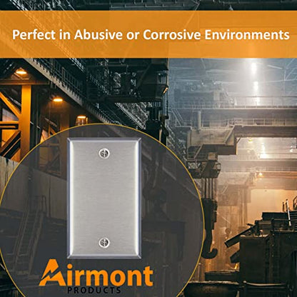 AP-10411, Stainless Steel Blank Wall Plates, 1 Gang Standard Size 4.50" x 2.76" Corrosion and Heat Resistant, Silver Metal, Cover Unused Electrical Sockets or Switch Holes - size: 1 Gang