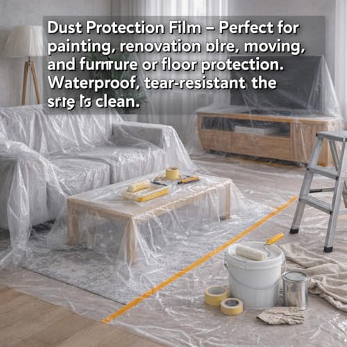 Masking Film & Drape, Paint Protection Film for Automotive Paint, Furniture Protective Film & Dust Film for Furniture Dustproof (472.44" L × 110.24" W(1200cmL × 280cmW)) - size: 472.44"L × 110.24"W(1200cmL × 280cmW)
