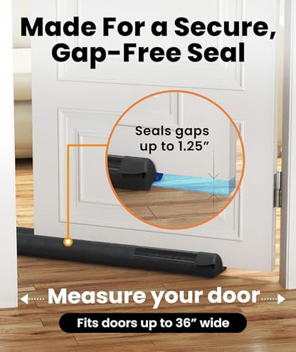 Everlasting Comfort 2 Sided Under Door Draft Stopper for Bottom of Doors - Quick Install, Keeps Heat In & Cold Air Out - Sound Proofing Foam Strip Gap Filler, Noise Blocker for Interior -Fits 30"-36"W