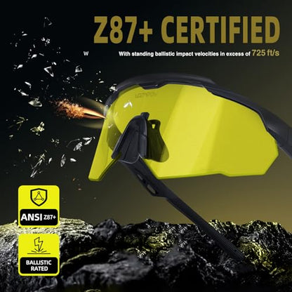 Shooting Glasses Anti Fog with High Definition Lenses, ANSI Z87+ Certified Tactical Safety Glasses for Men Women - color: D5-yellow / Grey
