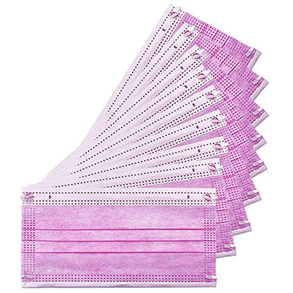 Disposable Safety Mask 3 Layer Protection Face Mask for Adults 50 pcs (Pink) - color: Pink