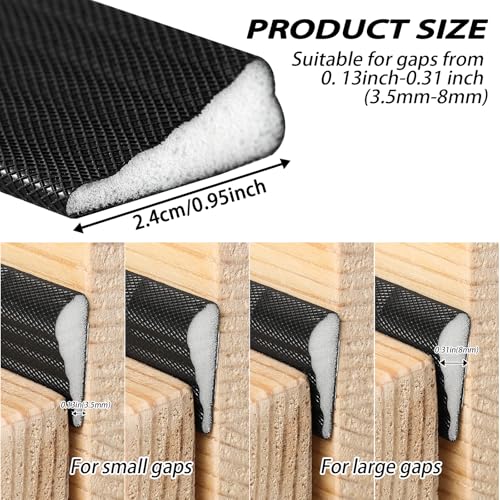 QDiShi 196" Wedge-Shape Weather Stripping Door Seal Weatherproof Foam Seals Self Adhesive Insulation Anti-Collision Strip Soundproofing Frame Insulation Tape Fits 0.13-0.31" Gaps(Black) - color: Black