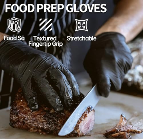 Ultra Stretch Pro 6 Mil Heavy Duty Black Disposable Nitrile Gloves, Chemical Resistant, Powder& Latex-Free, Finger Textured - size: Medium (Pack of 100)