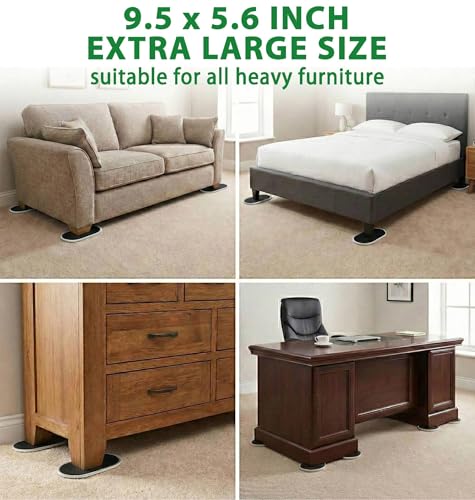 Extra Large Furniture Sliders for Carpet, 9.5 Inch Heavy Duty Reusable Moving Pads for Carpet and Hardwood Floors, Glides to Protect Surfaces and Easy Relocation - size: For Carpet - 4 PCS