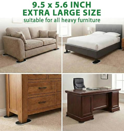 Extra Large Furniture Sliders for Carpet, 9.5 Inch Heavy Duty Reusable Moving Pads for Carpet and Hardwood Floors, Glides to Protect Surfaces and Easy Relocation - size: For Carpet - 4 PCS